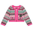 Girls Pink Logo Cardigan, 1, hi-res