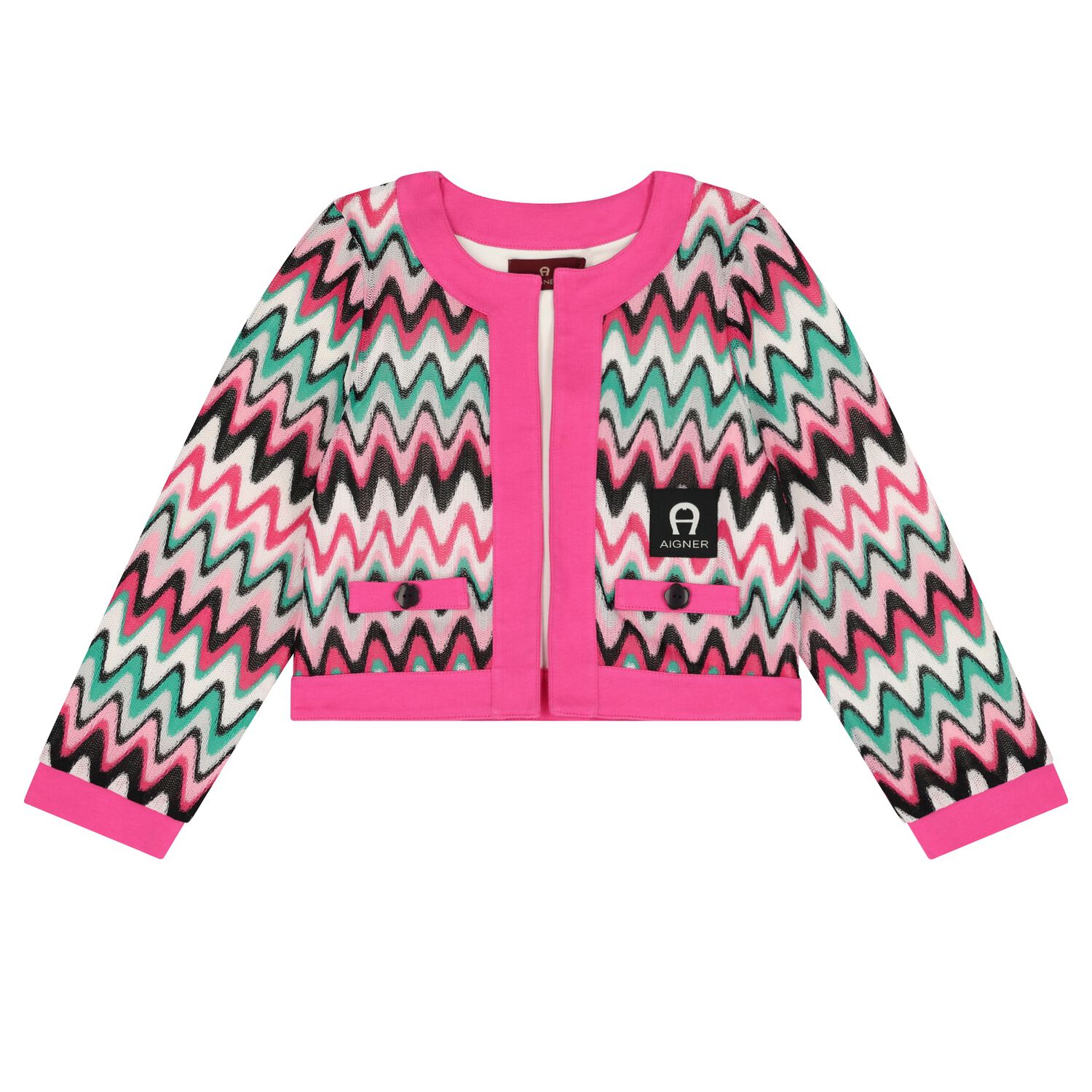 Girls Pink Logo Cardigan, 1, hi-res