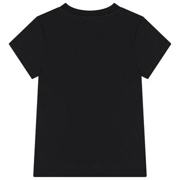 Girls Black Rhinestone Logo T-Shirt 
