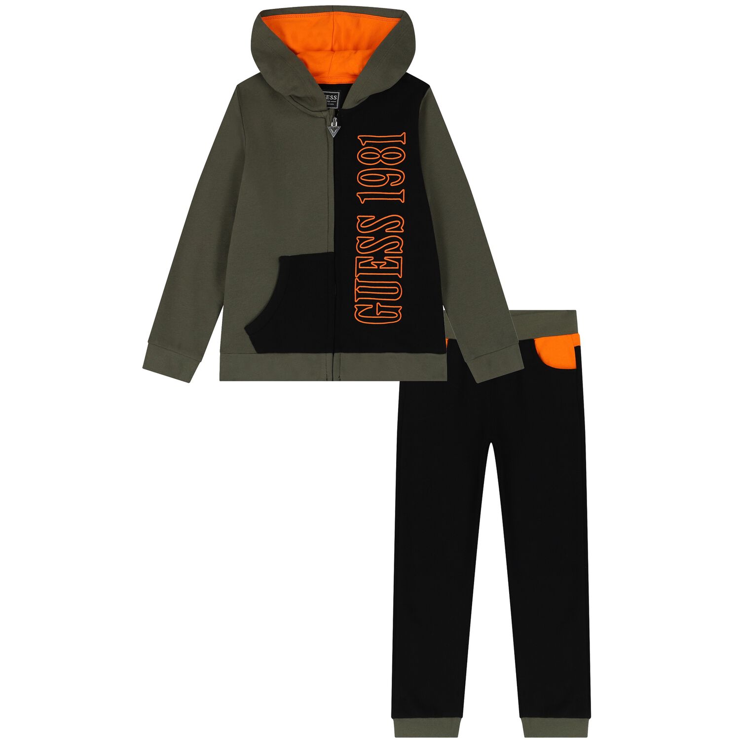 Boys Black & Green Logo Tracksuit, 1, hi-res