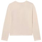 Girls Beige Flower Long Sleeve Top, 1, hi-res