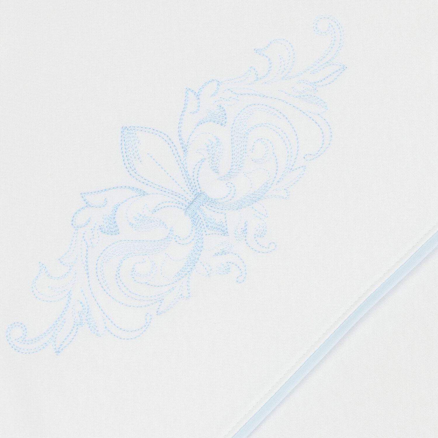 Baby Boys White & Blue Embroidered Blanket & Hat Set, 1, hi-res