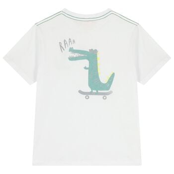 Boys White Crocodile T-Shirt