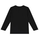 Boys Black Logo Long Sleeve Top, 2, hi-res