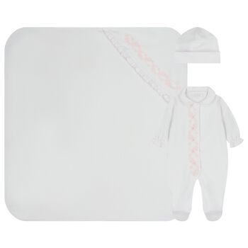 Baby Girls White & Pink Babygrow Gift Set