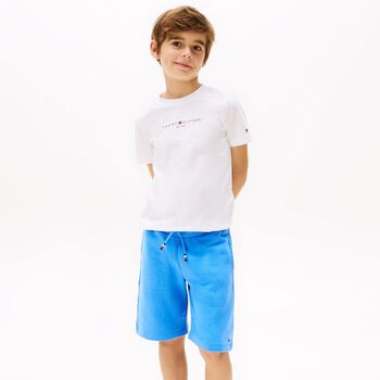 Boys White & Blue Shorts Set