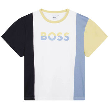 Boys White & Blue Logo T-Shirt