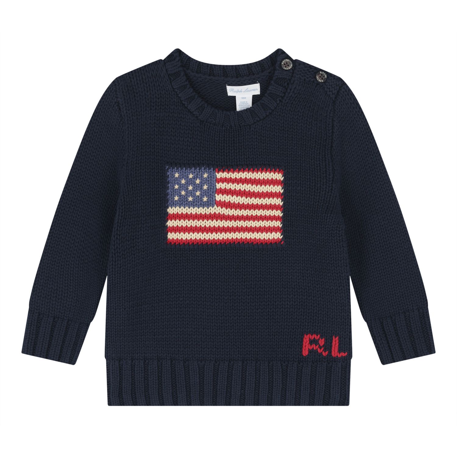 Baby Boys Navy Blue Flag Knitted Jumper, 1, hi-res