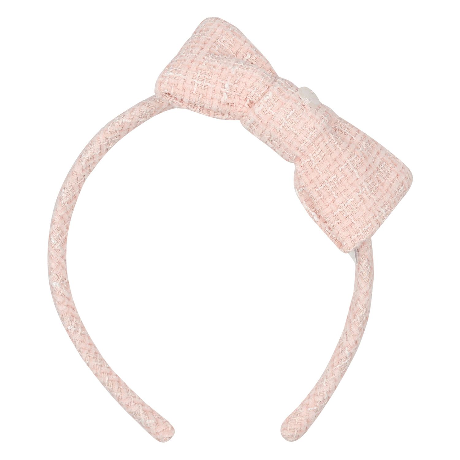Girls Pink Tweed Bow Headband, 1, hi-res image number null