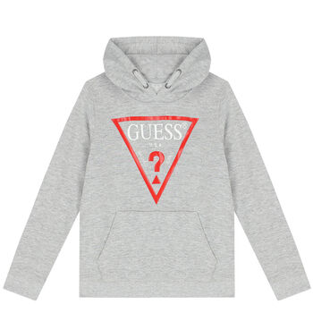 Boys Grey Logo Hooded Top