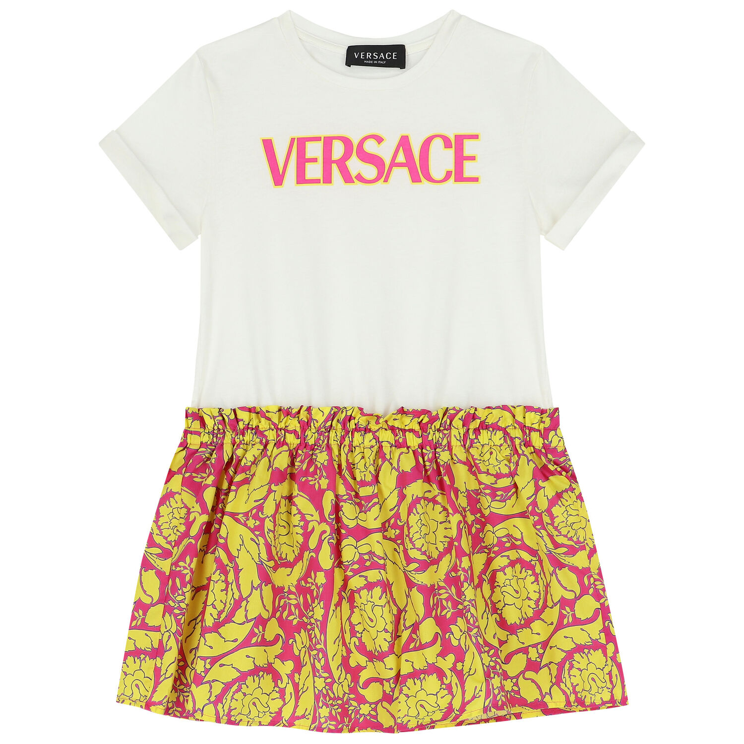 فستان بنات باللون العاجى والوردى والاصفر, 1, hi-res image number null