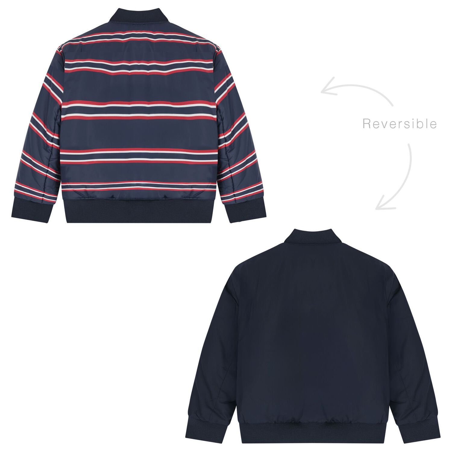 جاكت اولاد منفوخ قابل للعكس باللون الكحلى , 1, hi-res