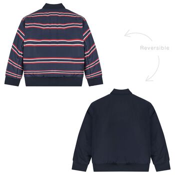 Boys Navy Blue Reversible Puffer Jacket