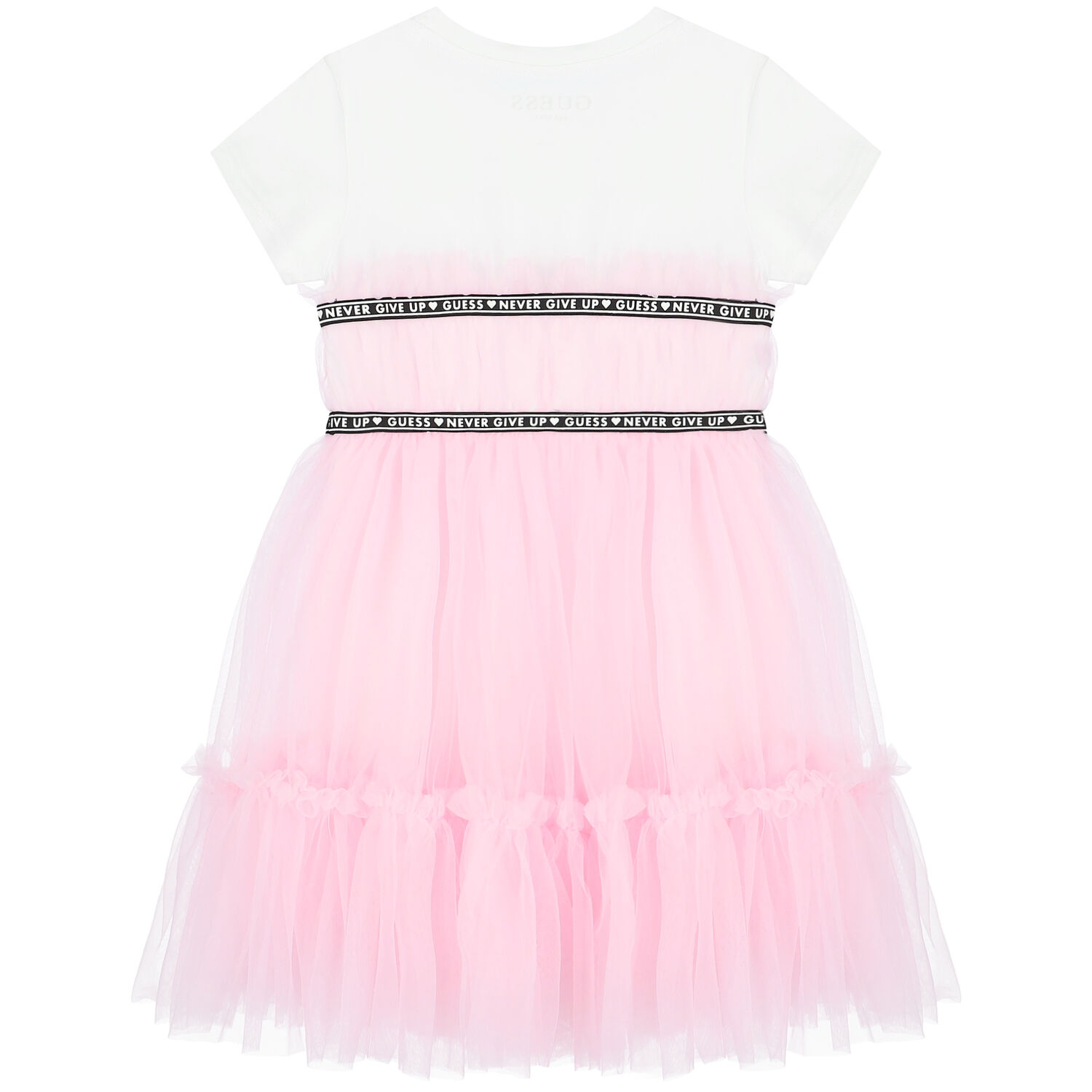 Girls White & Pink Logo Dress, 1, hi-res