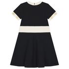 Girls Black Logo Dress, 1, hi-res