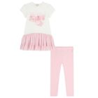 Girls Pink Diamantes Leggings Set, 1, hi-res