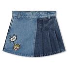 Girls Blue Logo Denim Skirt, 1, hi-res
