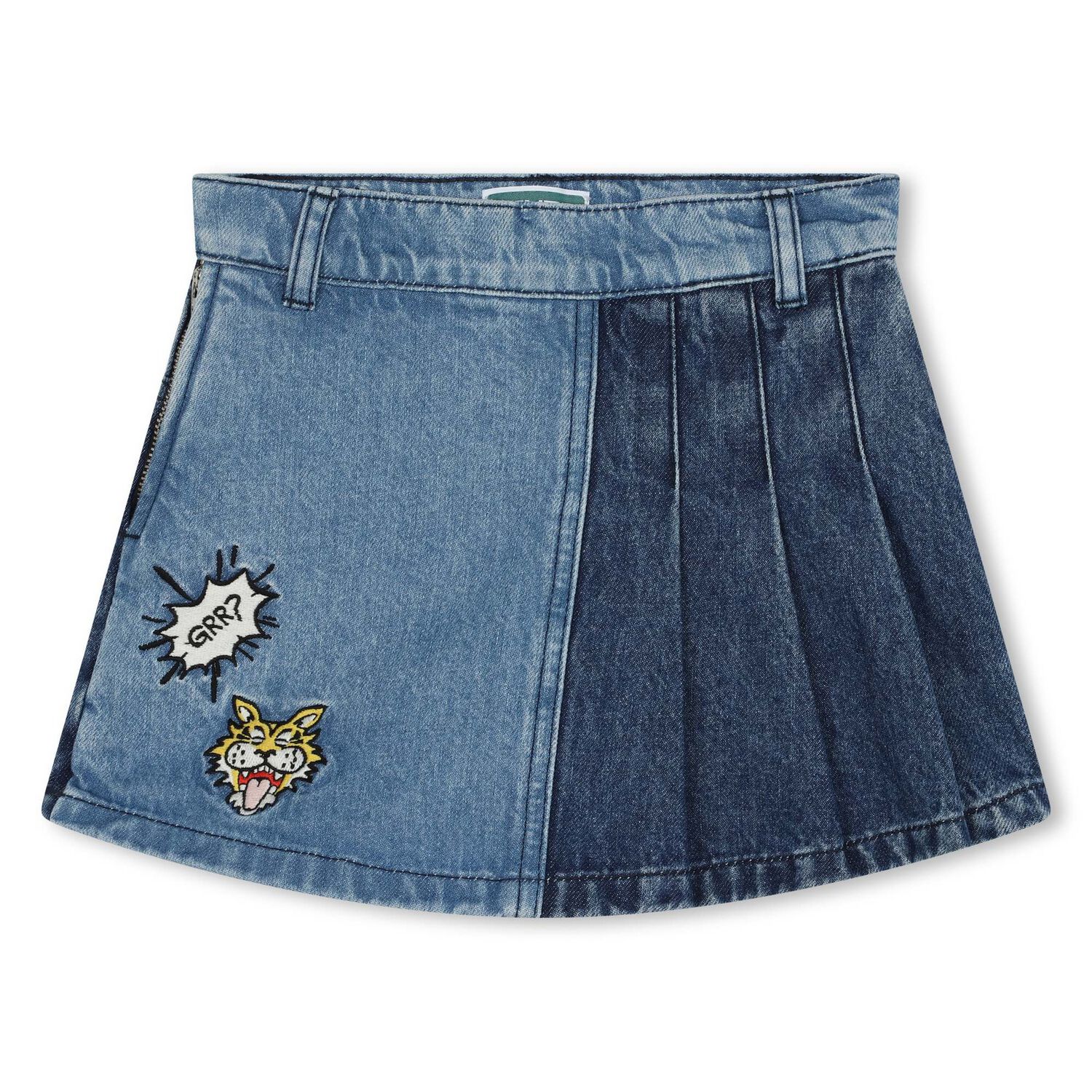 Girls Blue Logo Denim Skirt, 1, hi-res