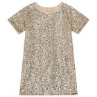 Girls Gold Sequin Dress, 1, hi-res
