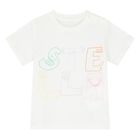 تي شيرت بالشعار باللون العاجي للبنات  , 1, hi-res