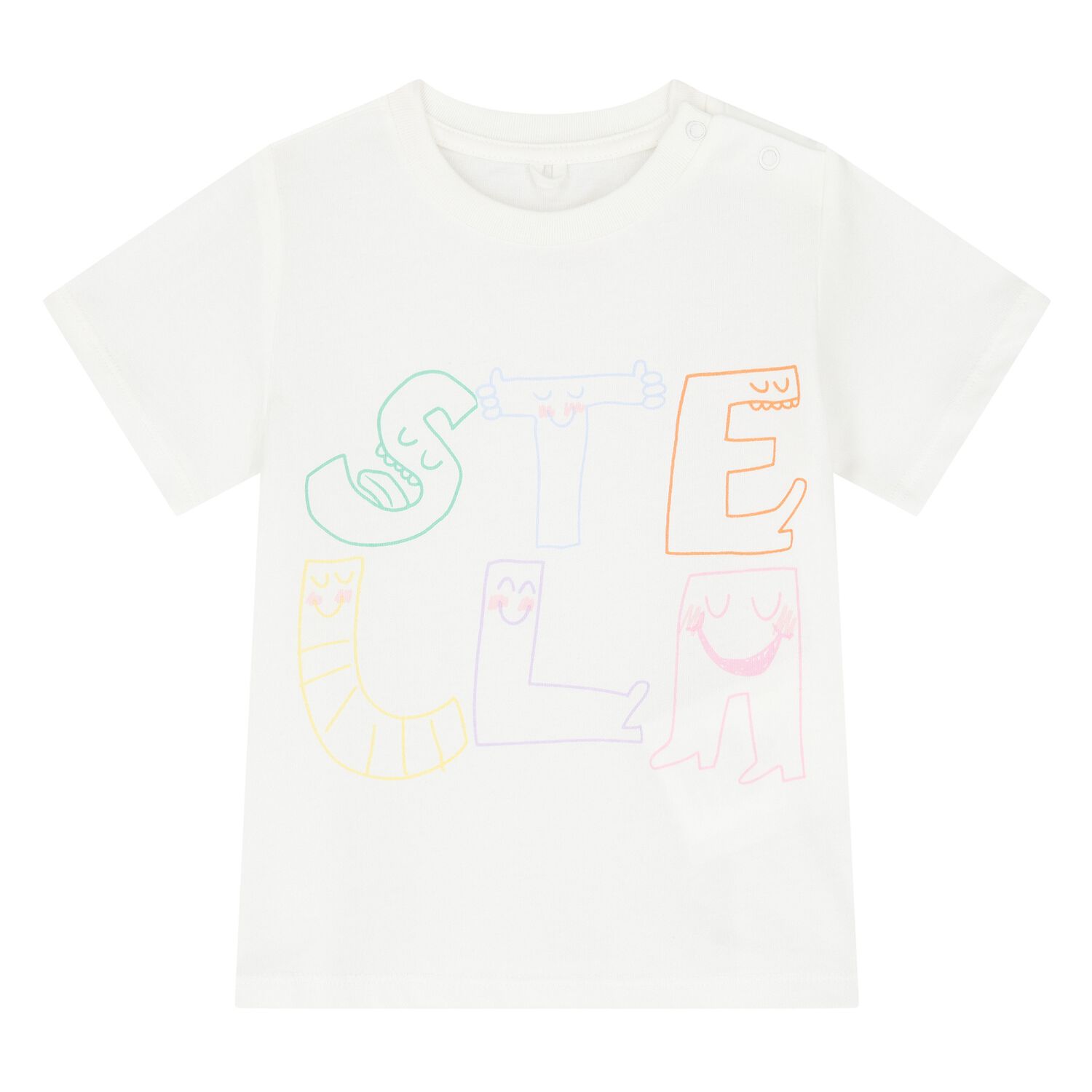 تي شيرت بالشعار باللون العاجي للبنات  , 1, hi-res image number null