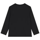Boys Black Logo Long Sleeve Top, 3, hi-res