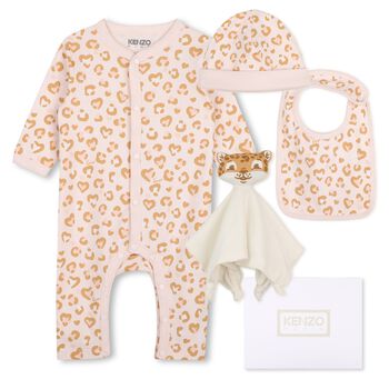 Baby Girls Pink Leopard Babygrow Gift Set
