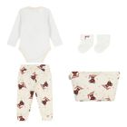 Ivory & White Teddy Bear Logo Baby Bodysuit Set, 3, hi-res