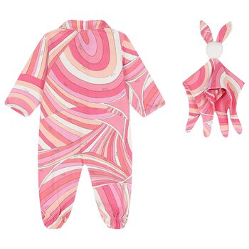 Baby Girls Pink & Ivory Iride Babygrow Gift Set