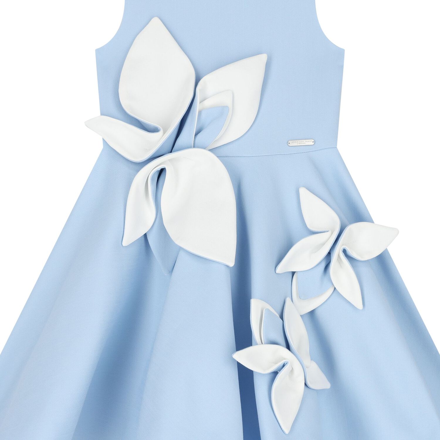 Girls Blue Satin Floral Dress, 3, hi-res