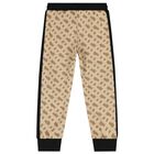 Girls Beige & Black Logo Joggers, 1, hi-res