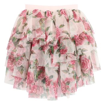 Girls Pink Rose Tulle Skirt