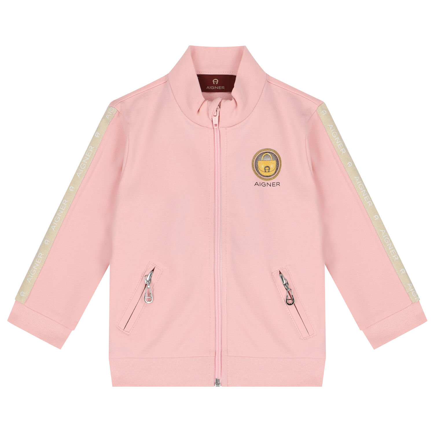 Younger Girls Pink & Gold Logo Tracksuit, 1, hi-res