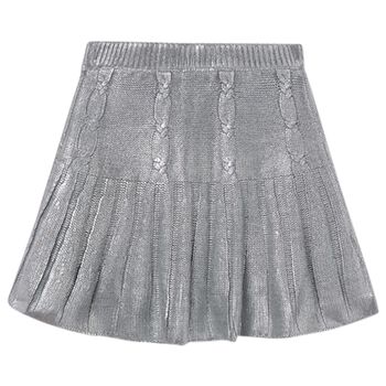 Girls Silver Pleated Skirt