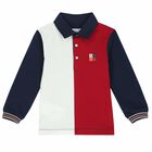 Younger Boys White & Red Polo Shirt, 2, hi-res