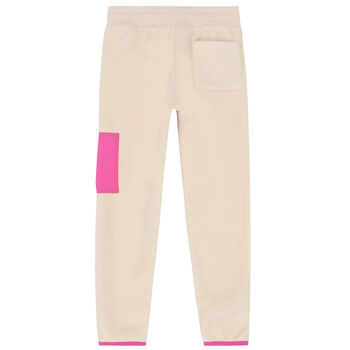 Girls Beige Logo Fleece Joggers