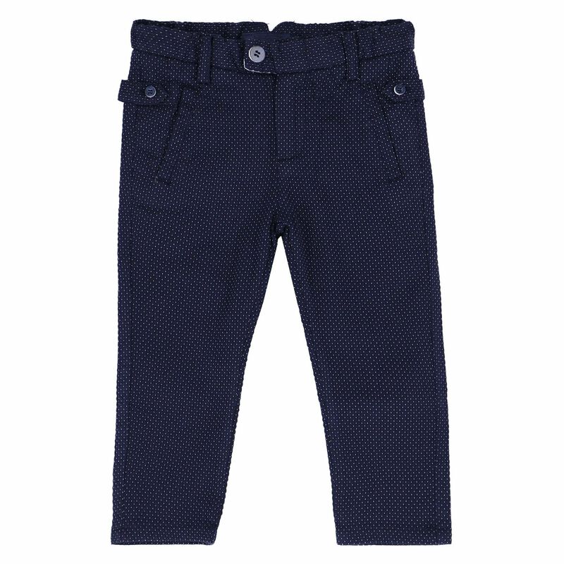 Younger Boys Navy Blue & White Trousers, 1, hi-res image number null