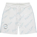 Boys White Logo Shorts, 1, hi-res