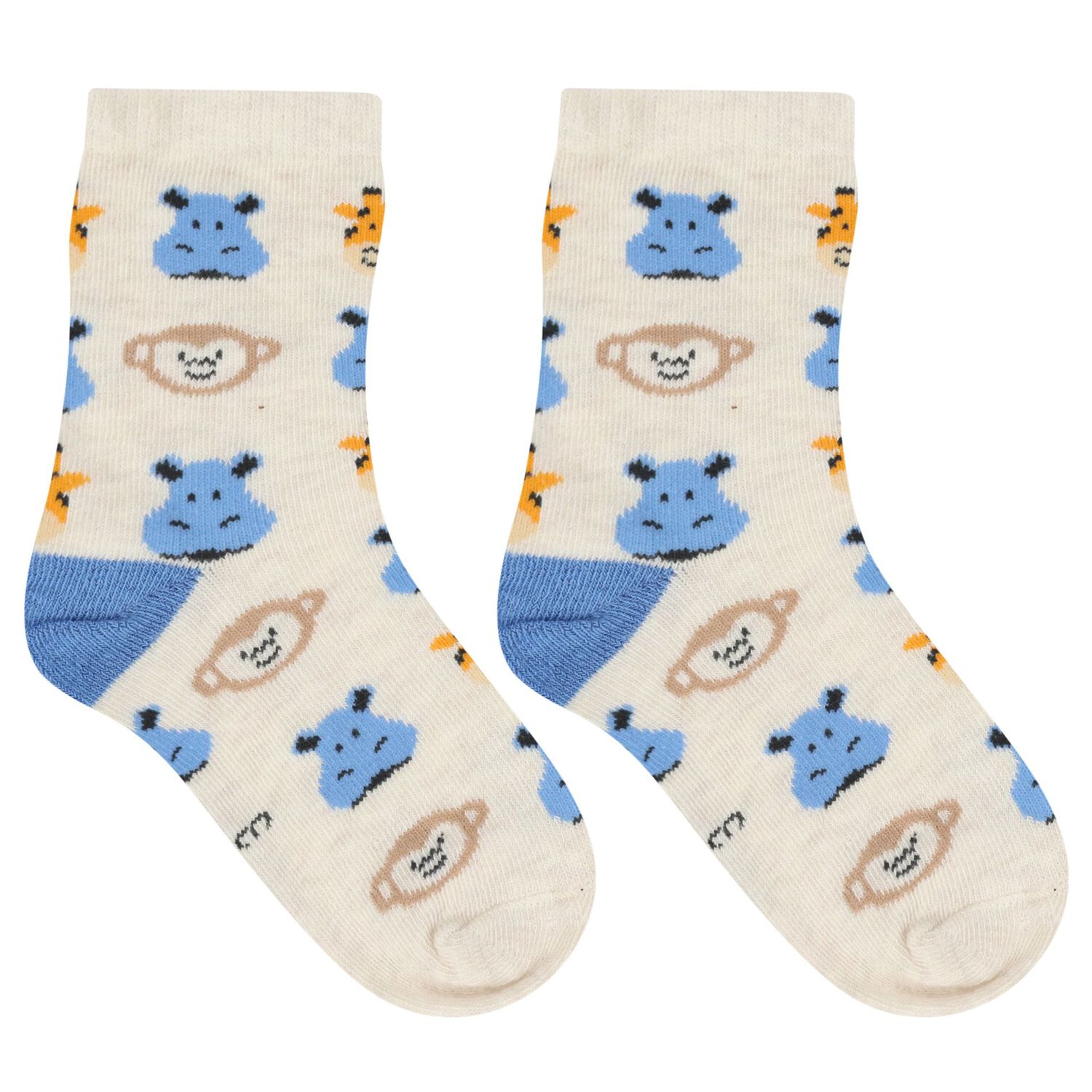 Younger Boys White, Navy Blue & Beige Socks ( 3-Pack ) , 1, hi-res