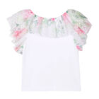 Girls White & Floral Tulle Top, 1, hi-res