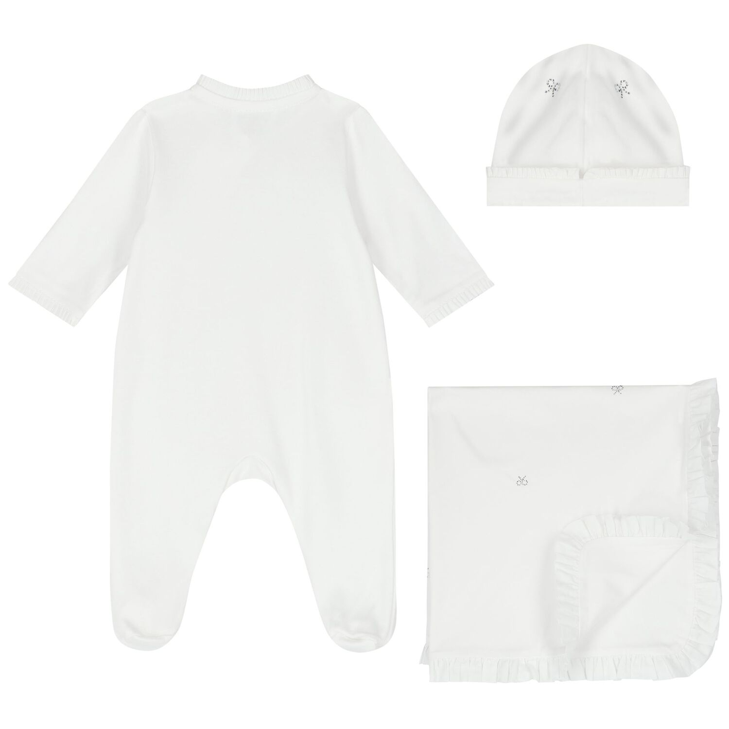 Baby Girls White Crystal Bow Babygrow Gift Set, 1, hi-res image number null