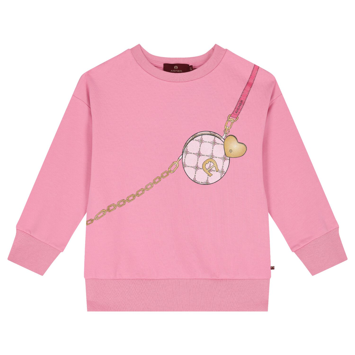 Girls Pink Logo Bag Sweatshirt, 1, hi-res