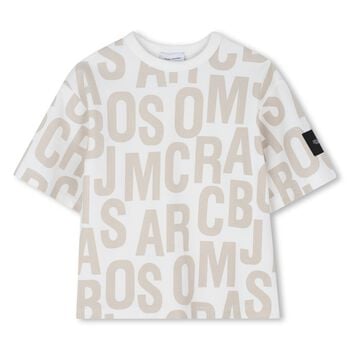 Boys White & Beige Logo T-Shirt