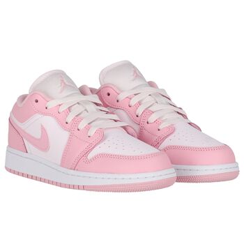 Girls White & Pink Air Jordan 1 Low Trainers