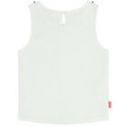 Girls White 3D Flower Sleeveless Top, 1, hi-res