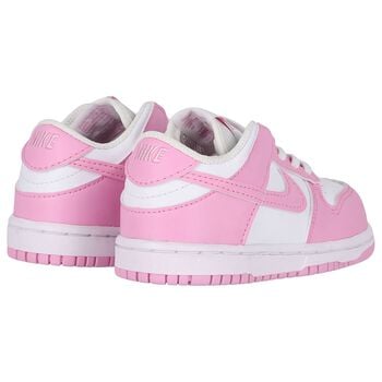 Younger Girls White & Pink Logo Dunk Low Trainers