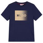 Boys Mini Me Navy Blue Logo T-Shirt, 2, hi-res