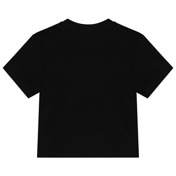 Girls Black Embellished Logo T-Shirt