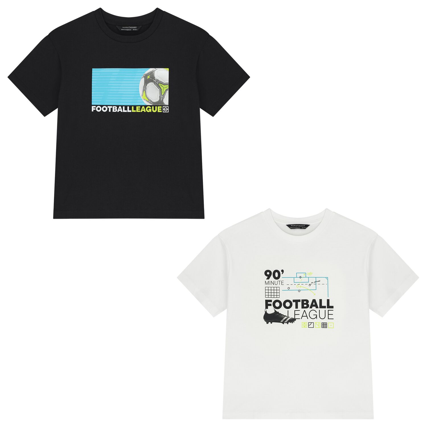 Boys White & Black Football T-Shirts ( 2 Pack ), 2, hi-res
