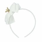 Girls White Bow Headband, 1, hi-res